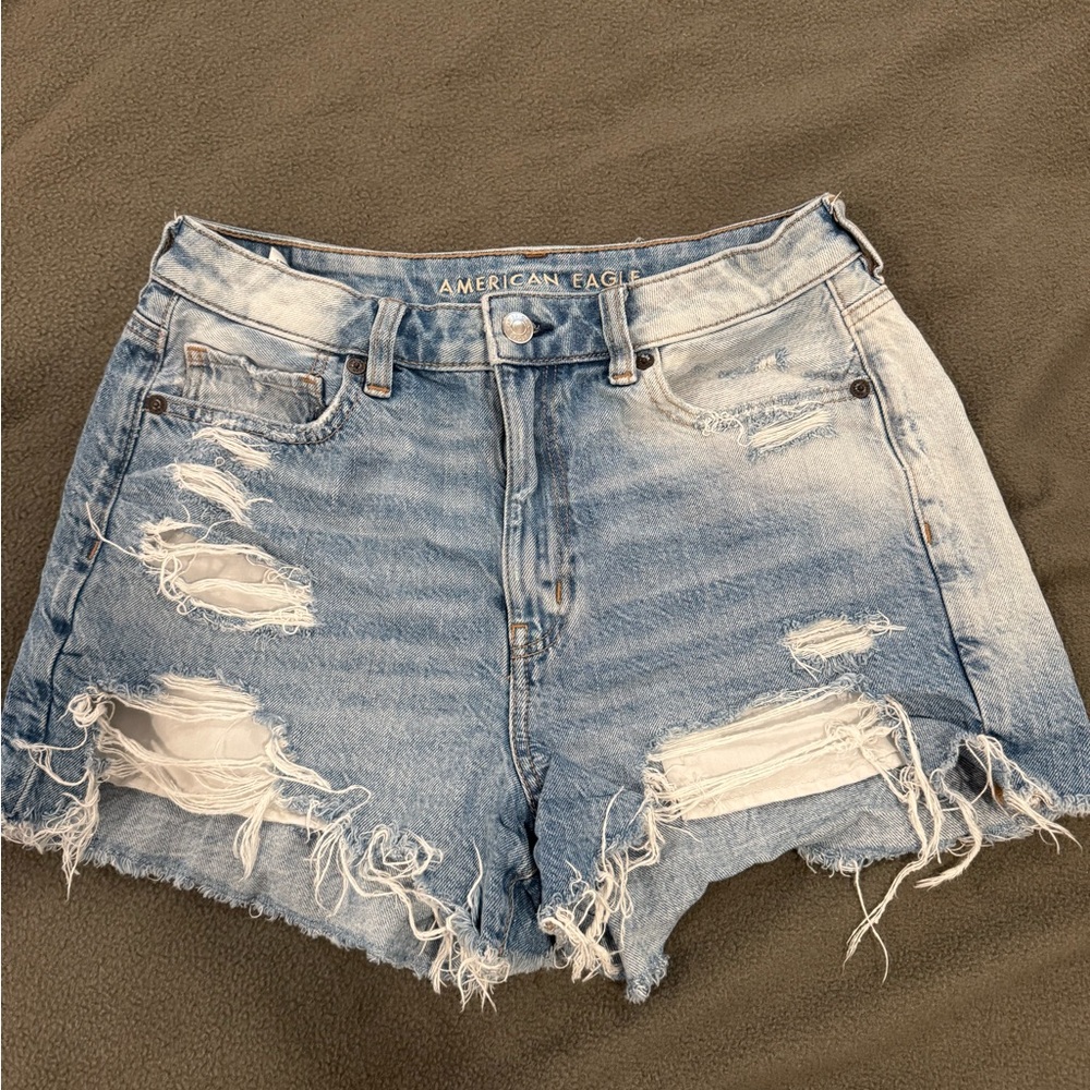 American Eagle Outfitters Light Blue Ripped Jean Shorts